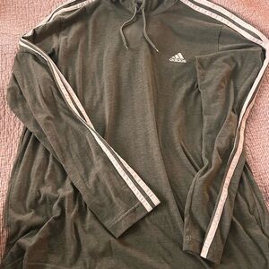 Adidas Men's Olive Hoodie with White Accents
